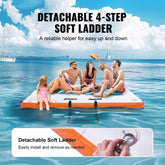 Inflatable Floating Dock, 8 x 6FT Inflatable Dock Platform, Non-Slip Water Floating Dock Mat with Detachable Ladder & Portable Carrying Bag, Floating Platform Island Raft for Ocean Pool Beach